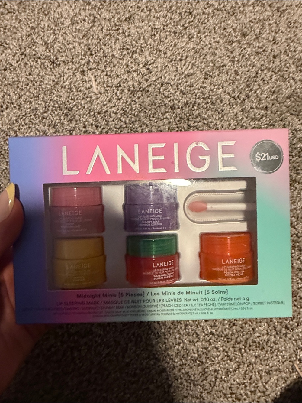 LANEIGE Mini Lip Sleeping Masks Set - Pink Purple Yellow Green Orange
